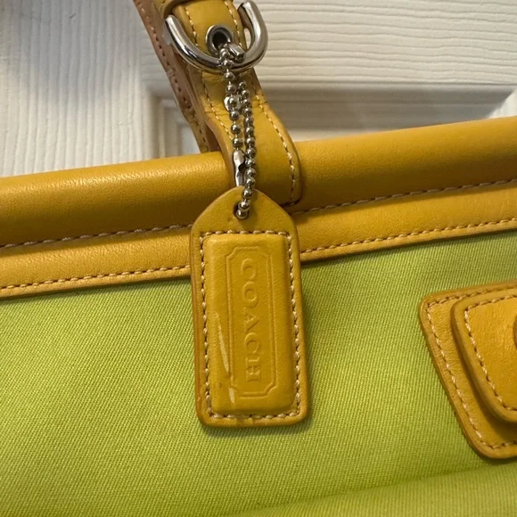 Coach Vintage Tote Bag, Yellow and Lime Green - Picture 9 of 15
